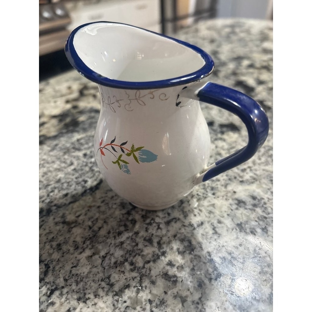 Vintage Enamel Floral‎ Mini Pitcher by INCA